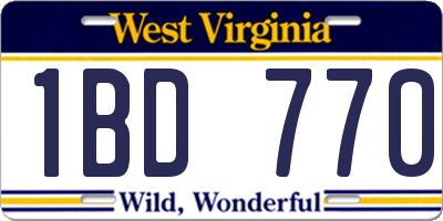 WV license plate 1BD770