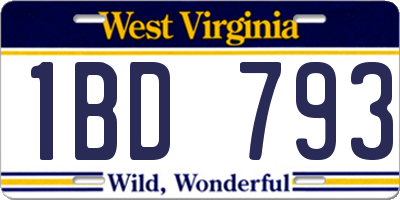 WV license plate 1BD793
