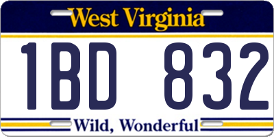 WV license plate 1BD832