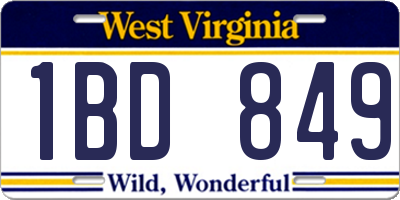 WV license plate 1BD849