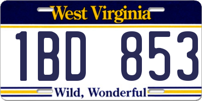 WV license plate 1BD853
