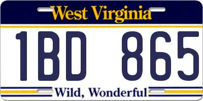 WV license plate 1BD865