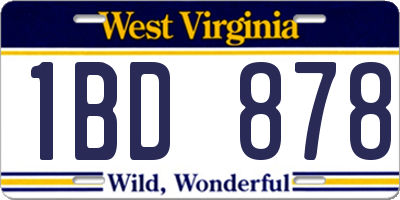 WV license plate 1BD878