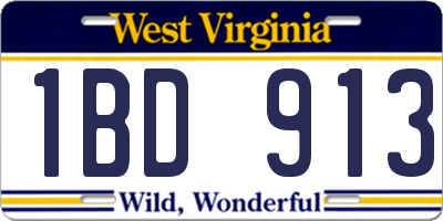 WV license plate 1BD913