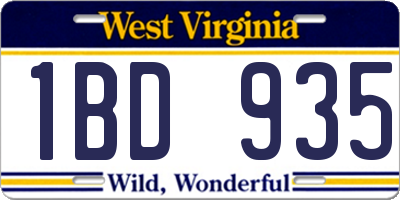 WV license plate 1BD935