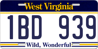 WV license plate 1BD939