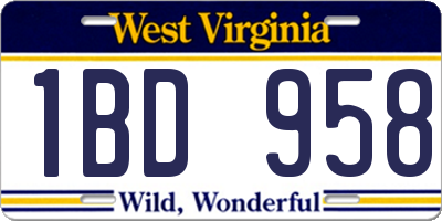 WV license plate 1BD958