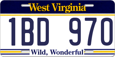 WV license plate 1BD970