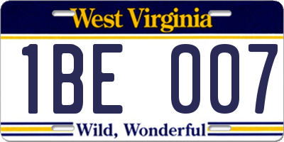 WV license plate 1BE007