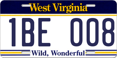 WV license plate 1BE008