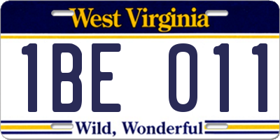 WV license plate 1BE011