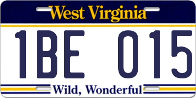 WV license plate 1BE015
