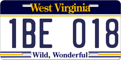 WV license plate 1BE018