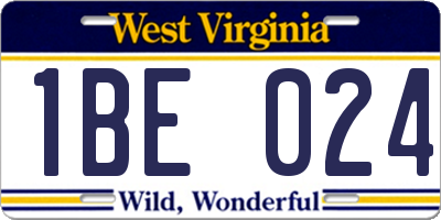 WV license plate 1BE024