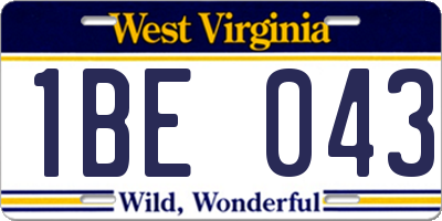 WV license plate 1BE043