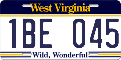 WV license plate 1BE045