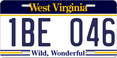 WV license plate 1BE046