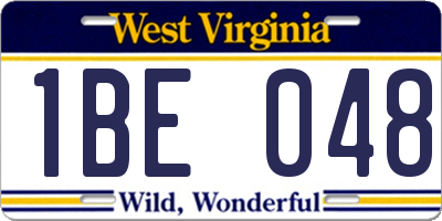 WV license plate 1BE048
