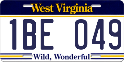 WV license plate 1BE049