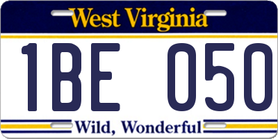 WV license plate 1BE050