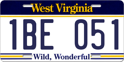 WV license plate 1BE051