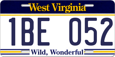 WV license plate 1BE052