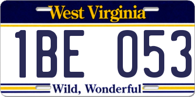 WV license plate 1BE053