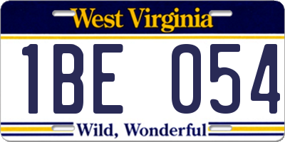 WV license plate 1BE054