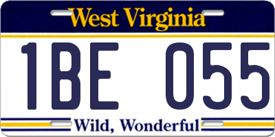 WV license plate 1BE055