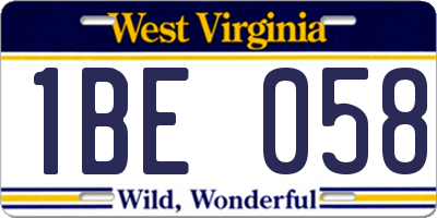 WV license plate 1BE058