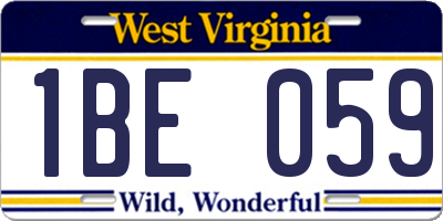 WV license plate 1BE059