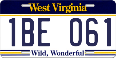 WV license plate 1BE061