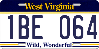 WV license plate 1BE064