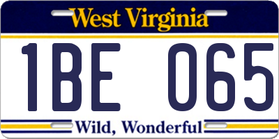 WV license plate 1BE065