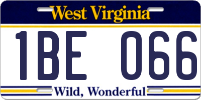 WV license plate 1BE066