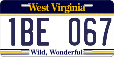 WV license plate 1BE067