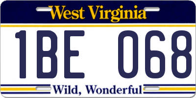WV license plate 1BE068