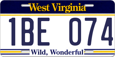 WV license plate 1BE074