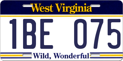 WV license plate 1BE075