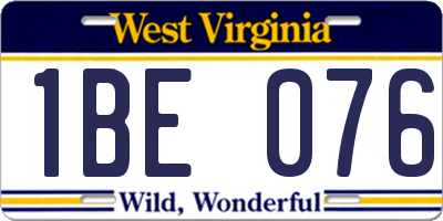 WV license plate 1BE076