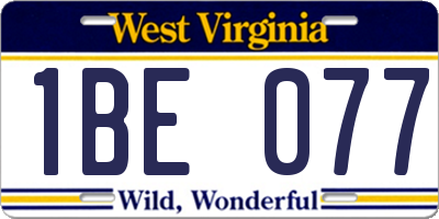 WV license plate 1BE077