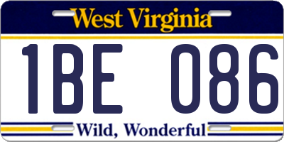 WV license plate 1BE086