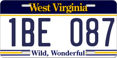 WV license plate 1BE087