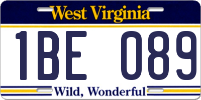 WV license plate 1BE089