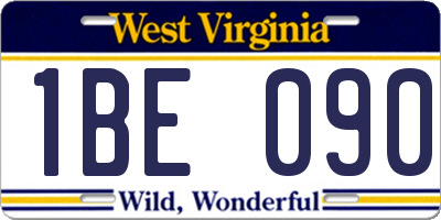 WV license plate 1BE090