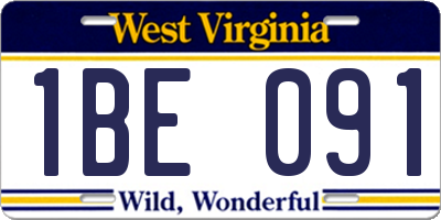 WV license plate 1BE091