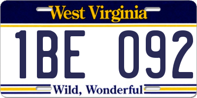 WV license plate 1BE092