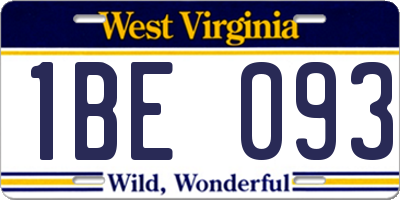 WV license plate 1BE093