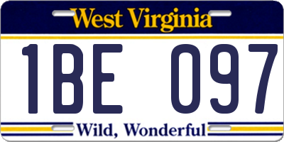 WV license plate 1BE097