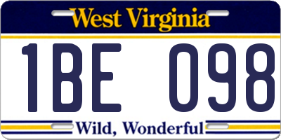 WV license plate 1BE098